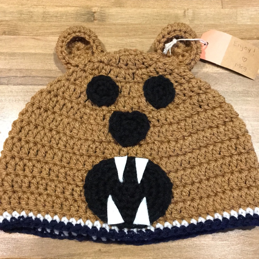 Handmade crochet hats. Penn state lion